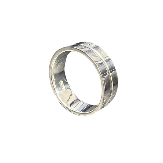 Oxidized Line 8mm Band Ring Sterling Silver