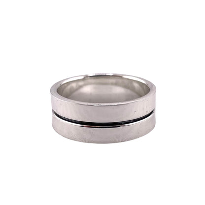 Oxidized Line 8mm Band Ring Sterling Silver