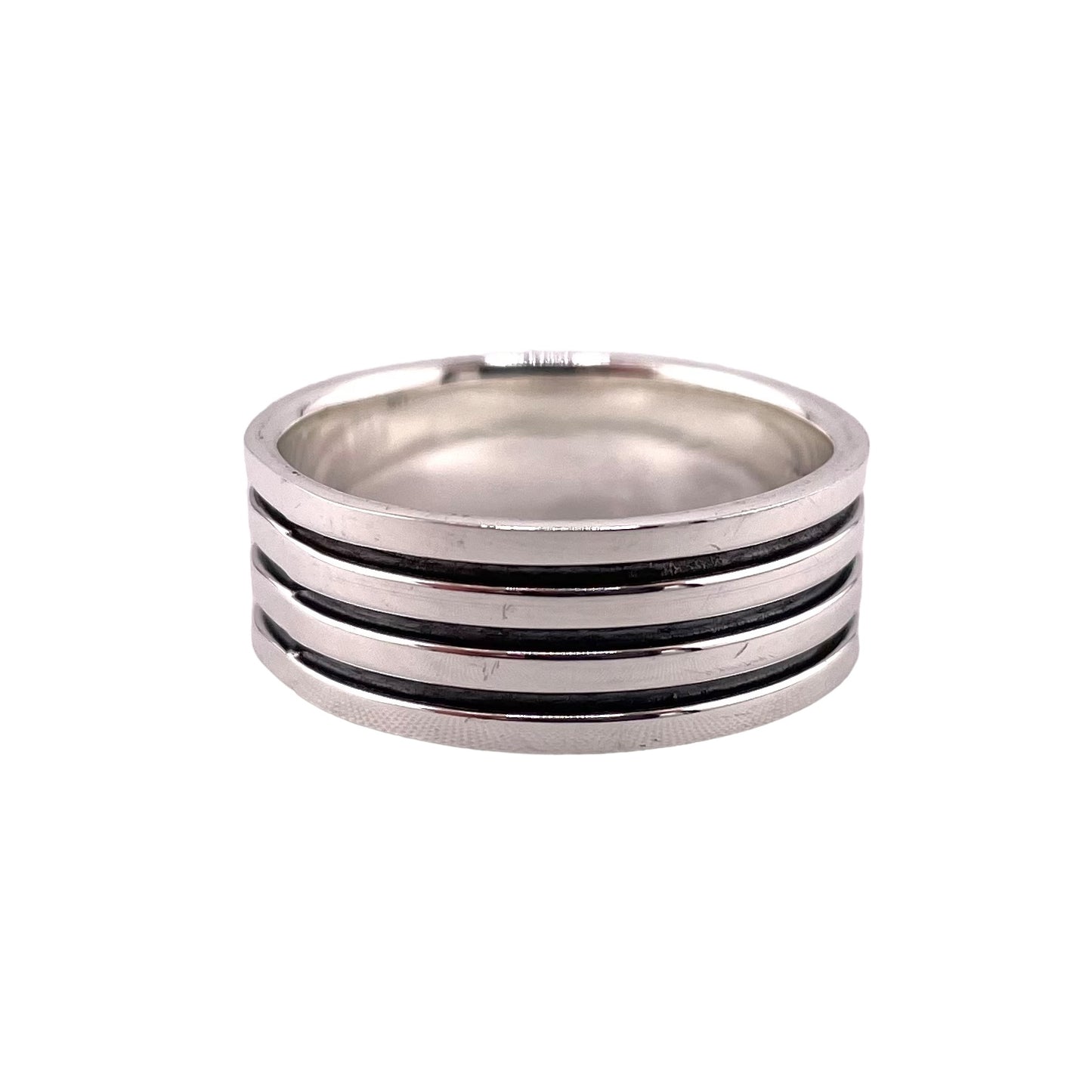 4-Row 8mm Band Ring Sterling Silver