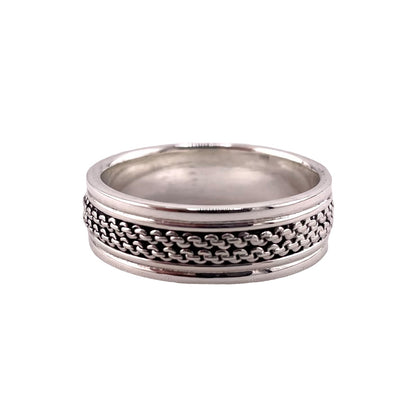 Double Rope 7mm Band Ring Sterling Silver
