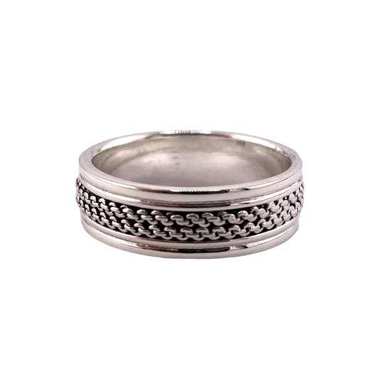 Double Rope 7mm Band Ring Sterling Silver