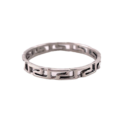 Greek Key 3mm Band Ring Sterling Silver