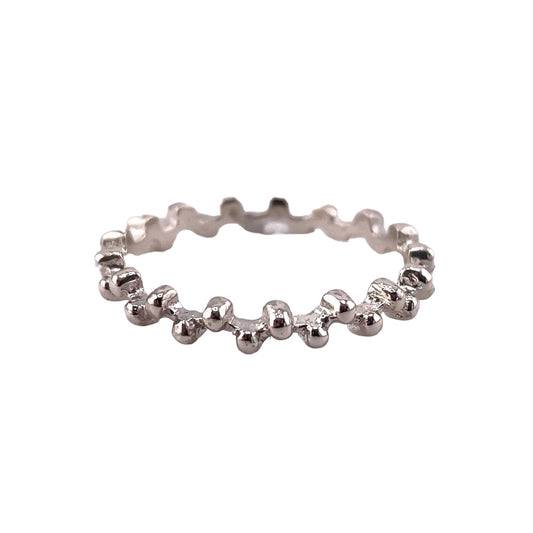 Ball Dot Zig Zag 3mm Band Ring Sterling Silver