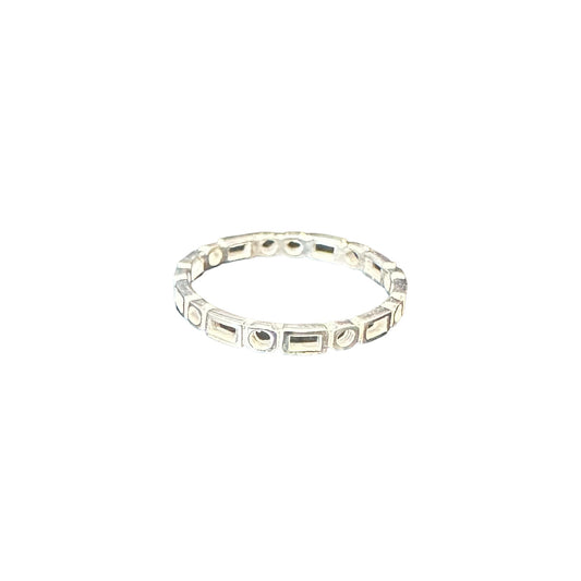 Circle Rectangle Pattern 2mm Band Ring Sterling Silver