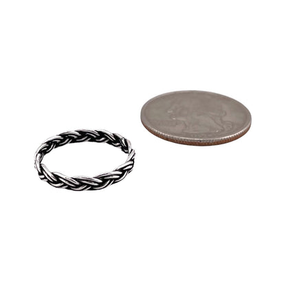 Braided Rope 3mm Band Ring Sterling Silver
