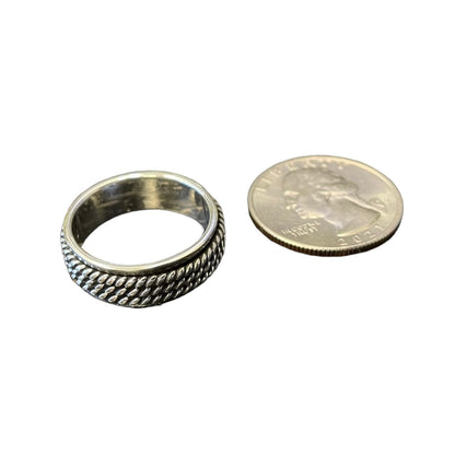 Triple Rope Spinner 7mm Band Ring Sterling Silver