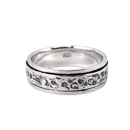 Hammered Spinner 7mm Band Ring Sterling Silver