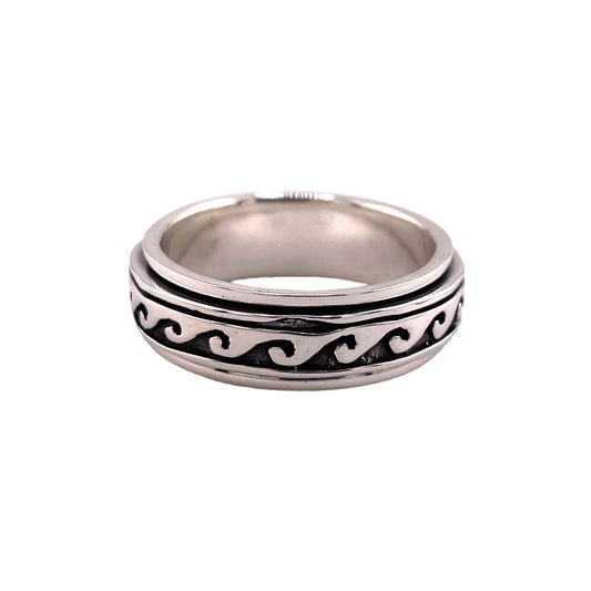 Wave Spinner 7mm Band Ring Sterling Silver
