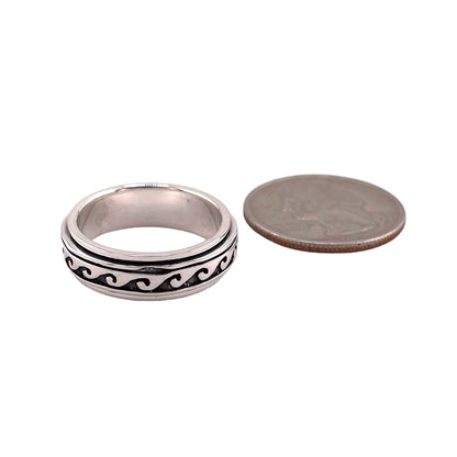 Wave Spinner 7mm Band Ring Sterling Silver