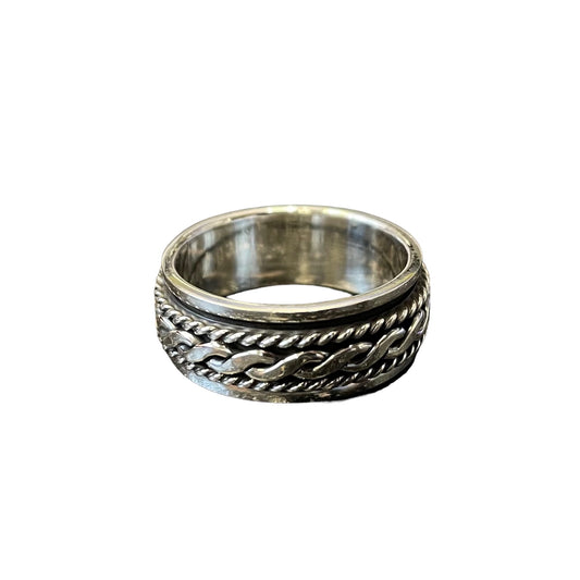 Rope Spinner 8mm Band Ring Sterling Silver