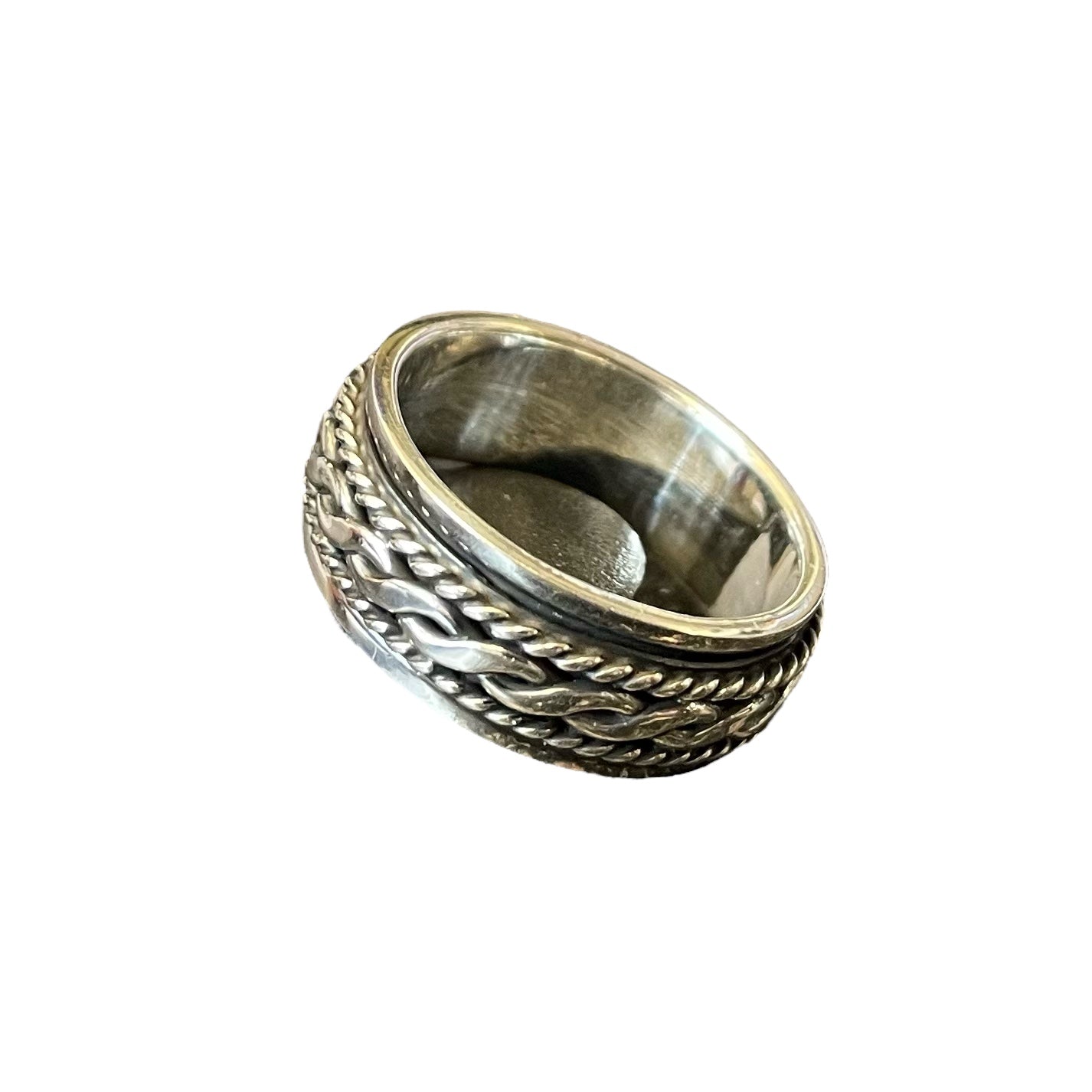 Rope Spinner 8mm Band Ring Sterling Silver