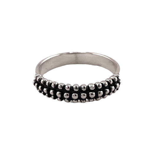 Dotted 3-Row 5mm Band Ring Sterling Silver