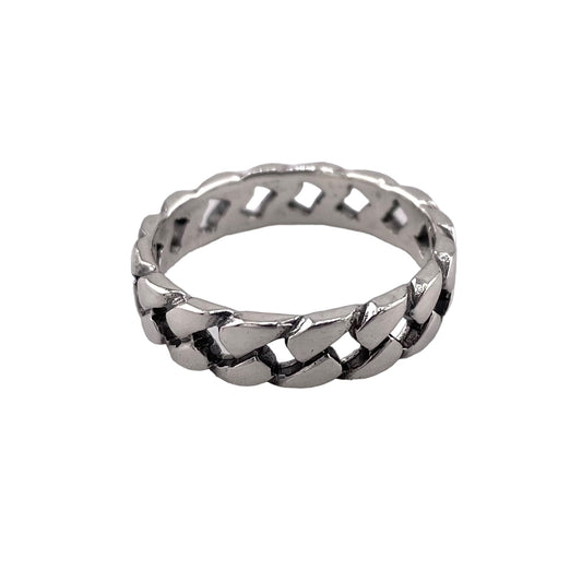 Cuban Link 5.5mm Band Ring Sterling Silver