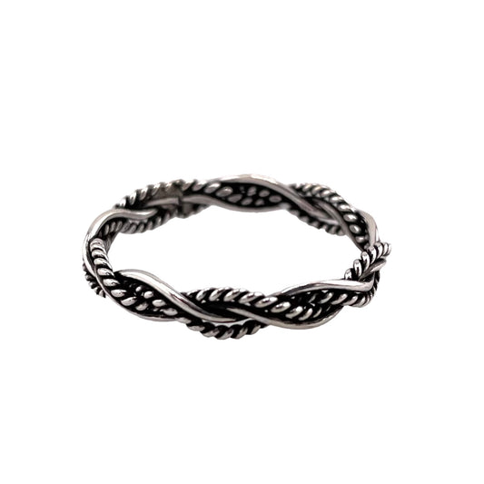 Braided Rope 4mm Band Ring Sterling Silver