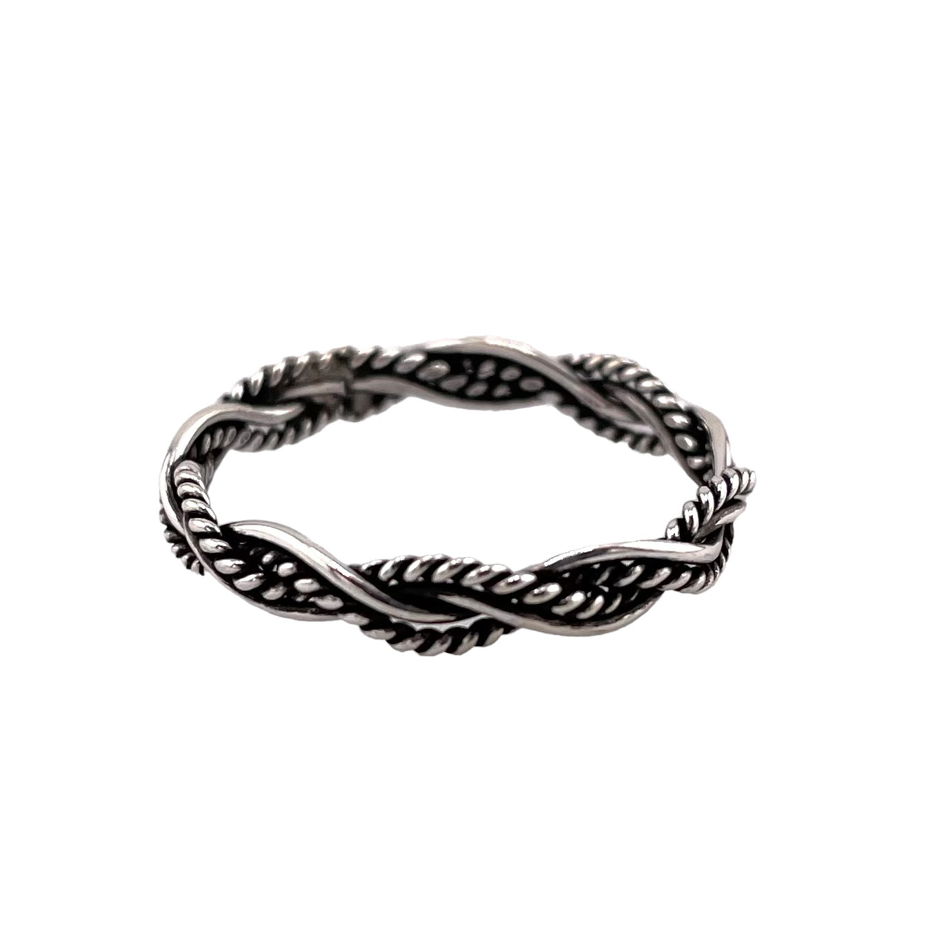 Braided Rope 3.5mm Band Ring Sterling Silver