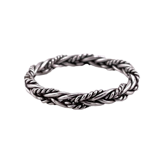 Braided Rope 3mm Band Ring Sterling Silver