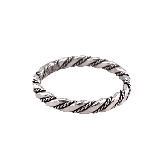 Flat Rope Twist 3mm Band Ring Sterling Silver