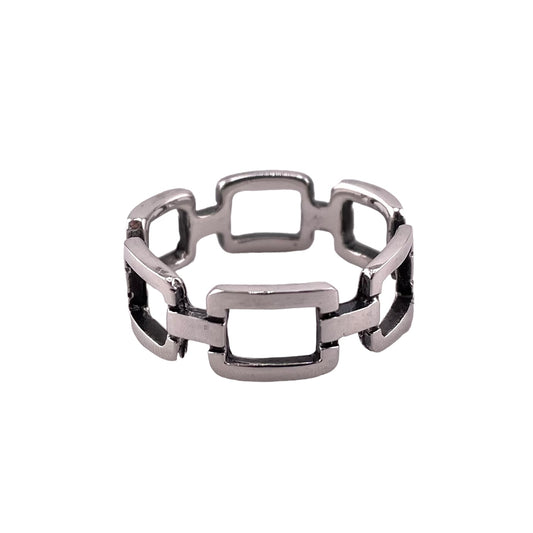 Chain Link 8mm Band Ring Sterling Silver