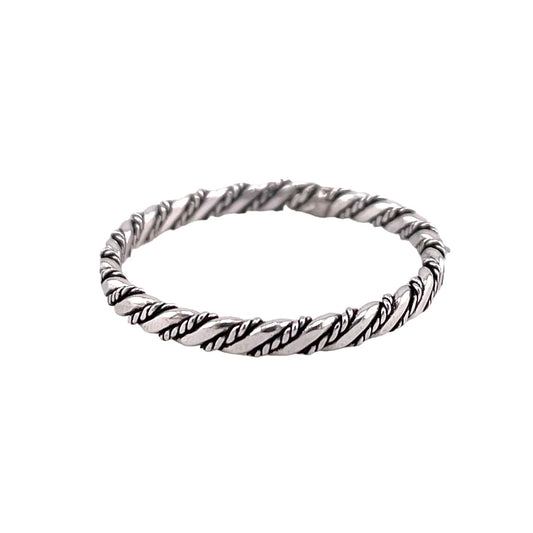 Flat Rope Twist 3mm Band Ring Sterling Silver