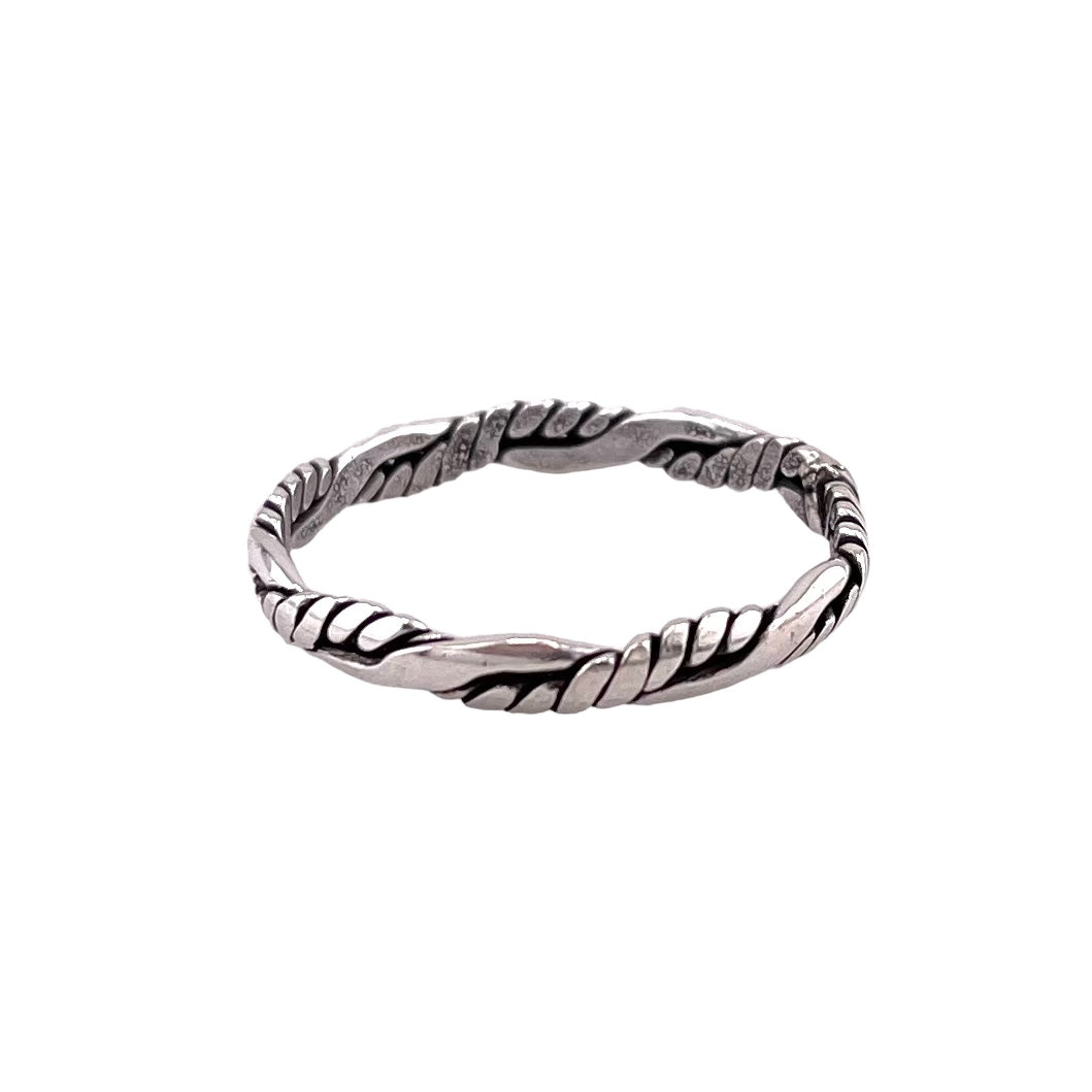 Plain Rope Twist 3mm Band Ring Sterling Silver