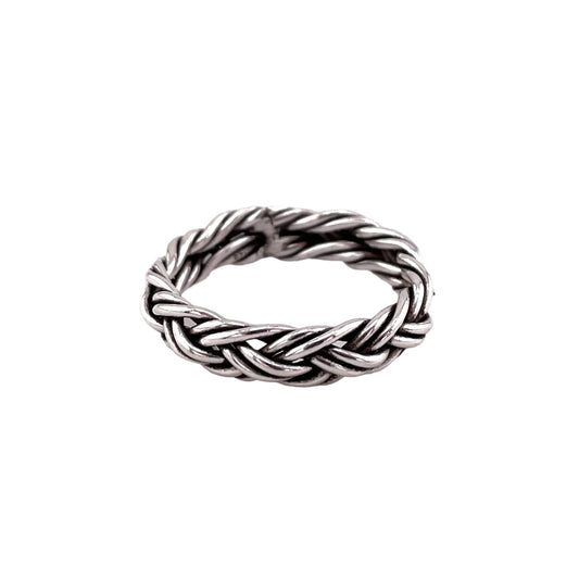 Braided Rope 5.5mm Band Ring Sterling Silver