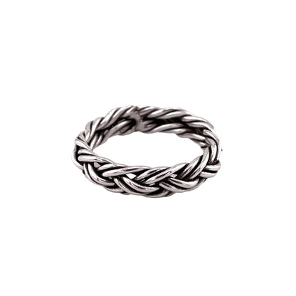 Braided Rope 5.5mm Band Ring Sterling Silver