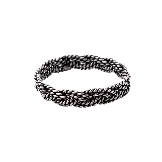 Braided Rope 4.5mm Band Ring Sterling Silver