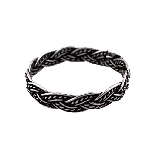 Braided Weave 4mm Band Ring Sterling Silver