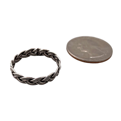 Braided Weave 4.5mm Band Ring Sterling Silver