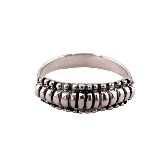 Bead Roped 7mm Ring Sterling Silver