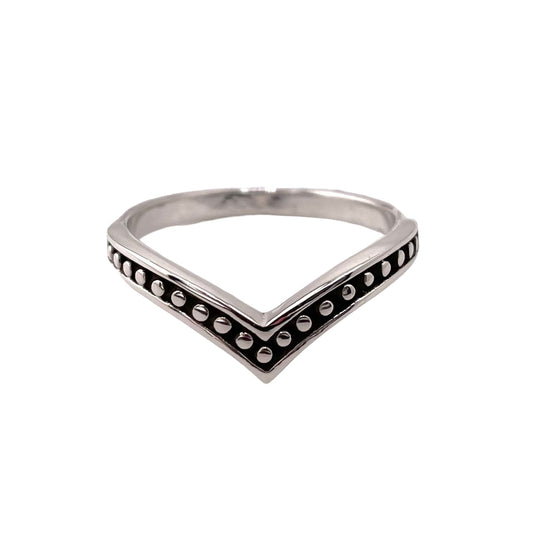 Bead Row Arrow Ring Sterling Silver
