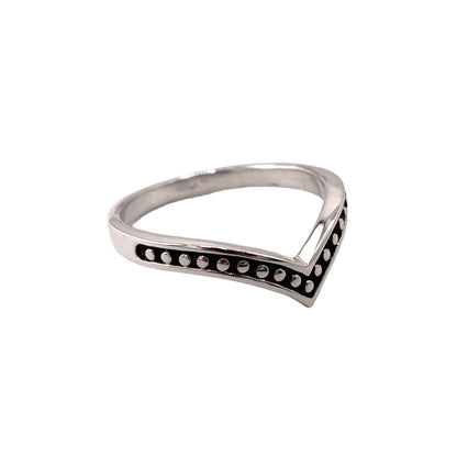 Bead Row V-Shape Ring Sterling Silver