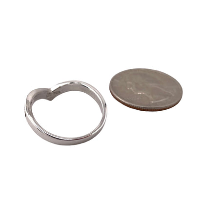 Bead Row V-Shape Ring Sterling Silver