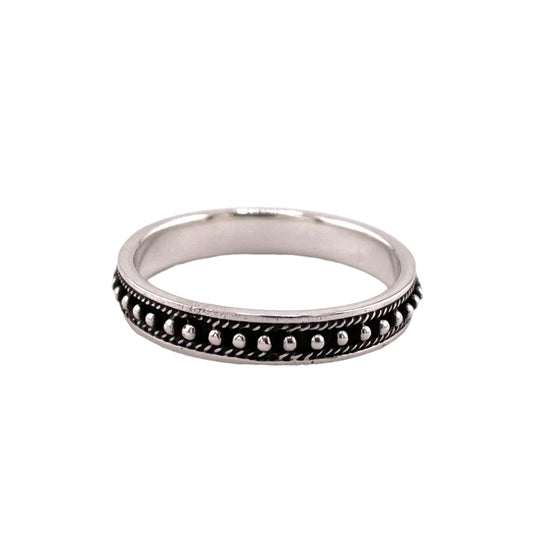 Beaded Row 4mm Band Ring Sterling Silver