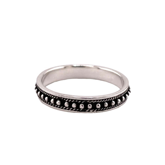 Bead Row 4mm Eternity Band Ring Sterling Silver