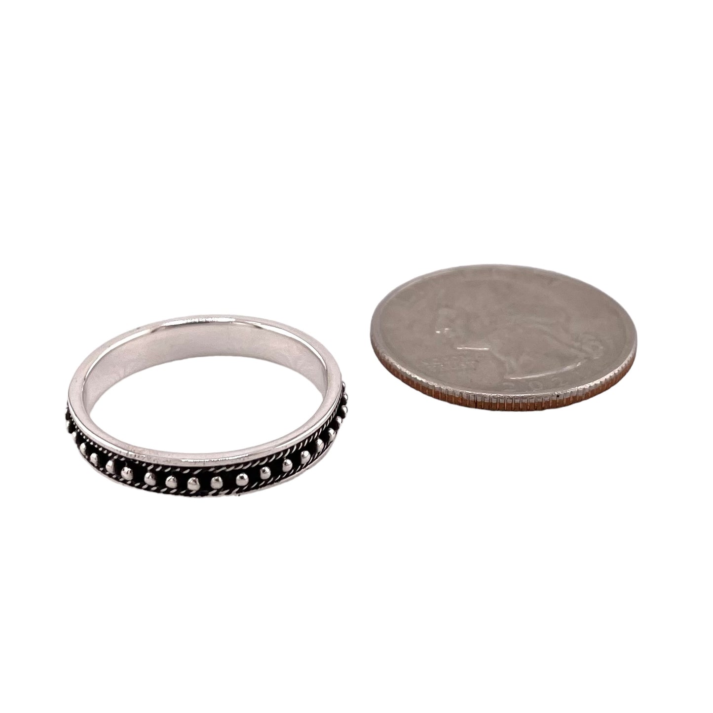Bead Row 4mm Eternity Band Ring Sterling Silver