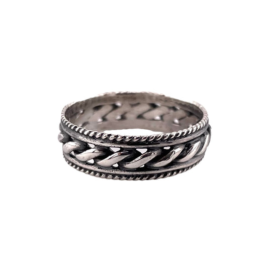 Roped 6mm Band Ring Sterling Silver