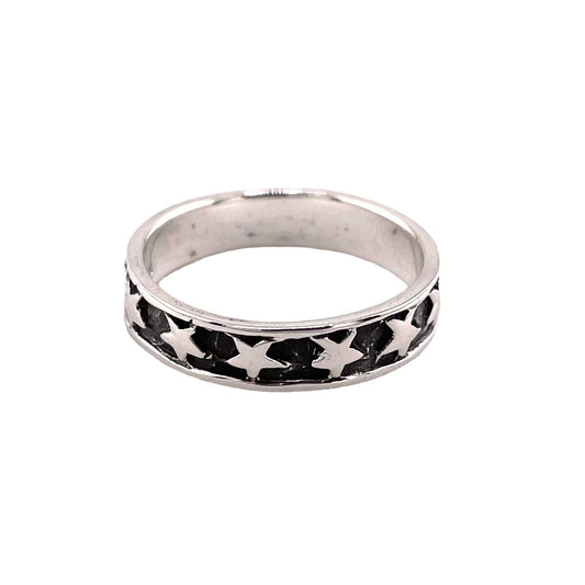 Star 5mm Band Ring Sterling Silver