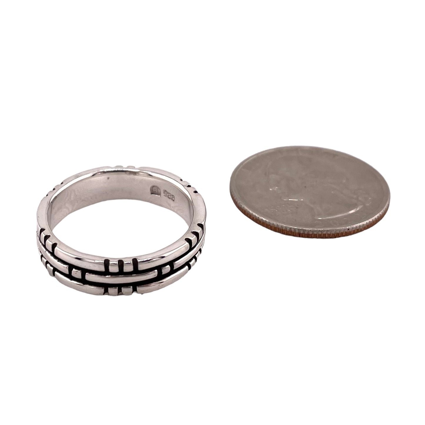 Brick Design 6mm Band Ring Sterling Silver