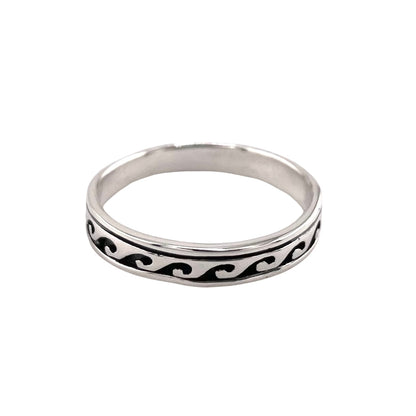 Water Wave 4mm Half Band Ring Sterling Silver
