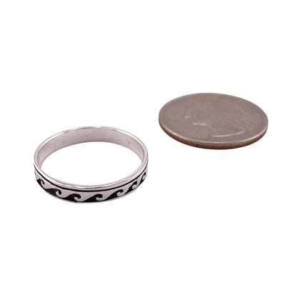 Water Wave 3mm Full Band Ring Sterling Silver