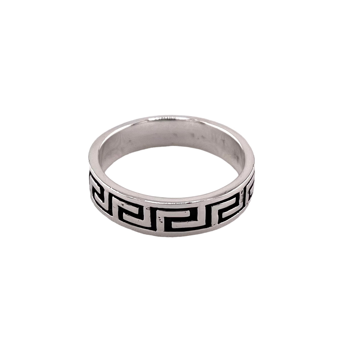 Greek Key 5.5mm Band Ring Sterling Silver