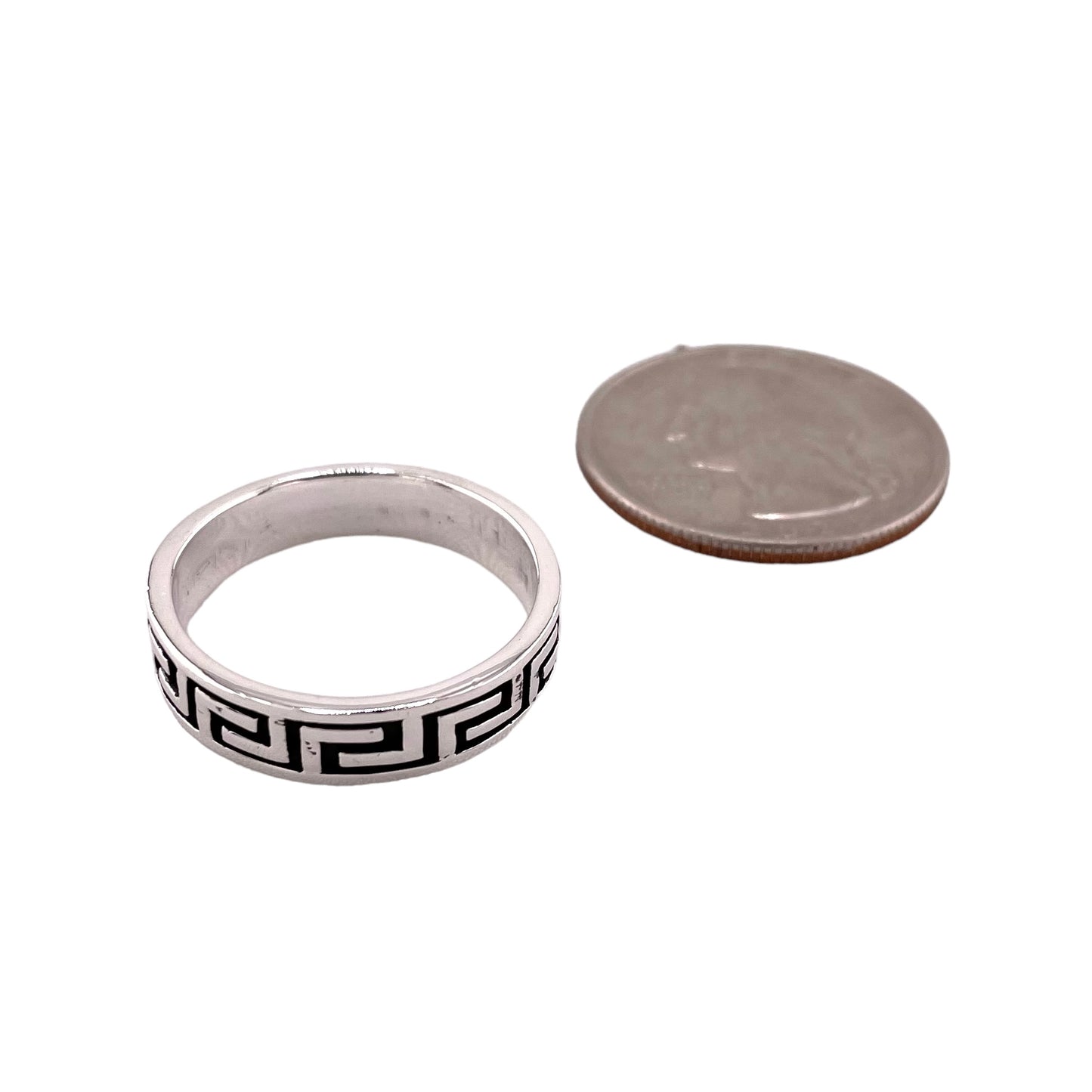 Greek Key 5.5mm Band Ring Sterling Silver