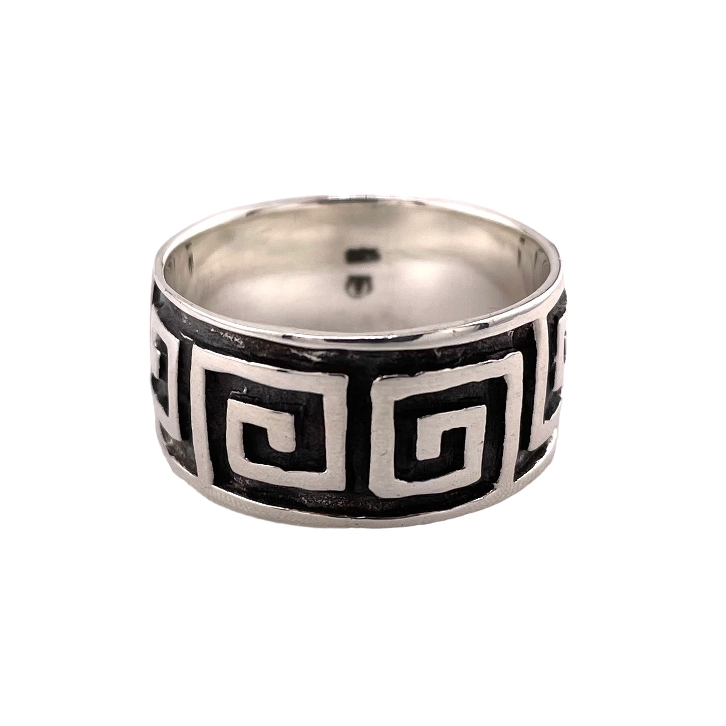 Greek Key 11mm Band Ring Sterling Silver