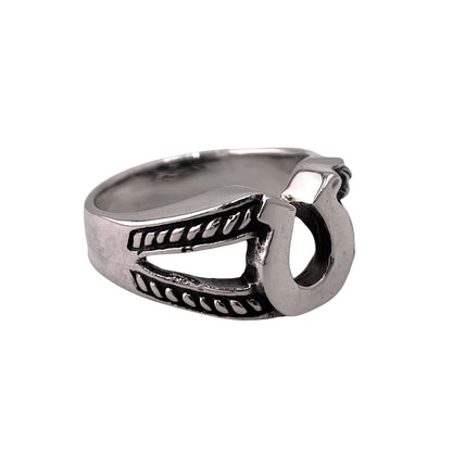 Roped Horseshoe Ring Sterling Silver