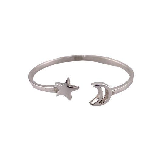 Star and Moon Ring Sterling Silver