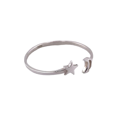 Star and Moon Ring Sterling Silver
