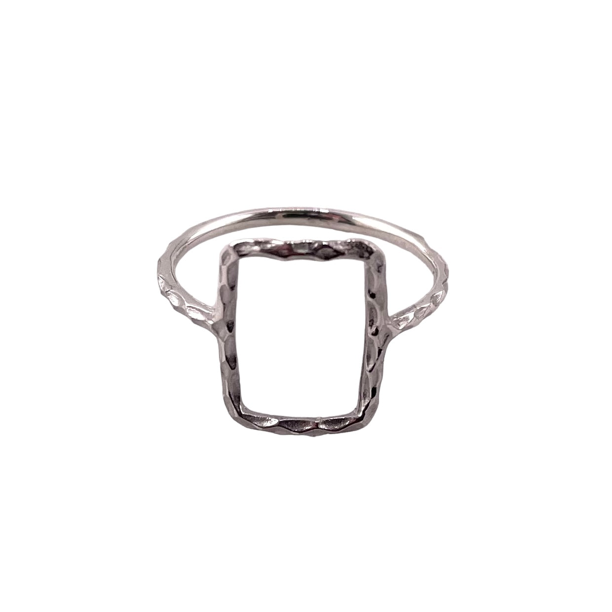 Hammered Rectangle Ring Sterling Silver