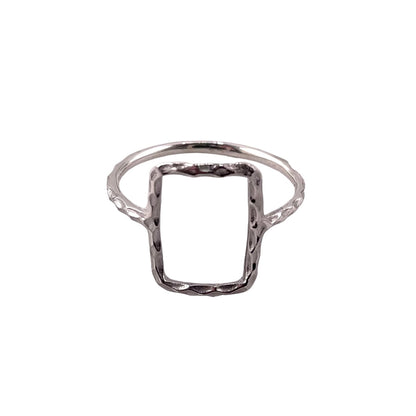 Hammered Rectangle Ring Sterling Silver
