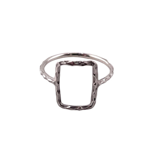 Hammered Rectangle Ring Sterling Silver
